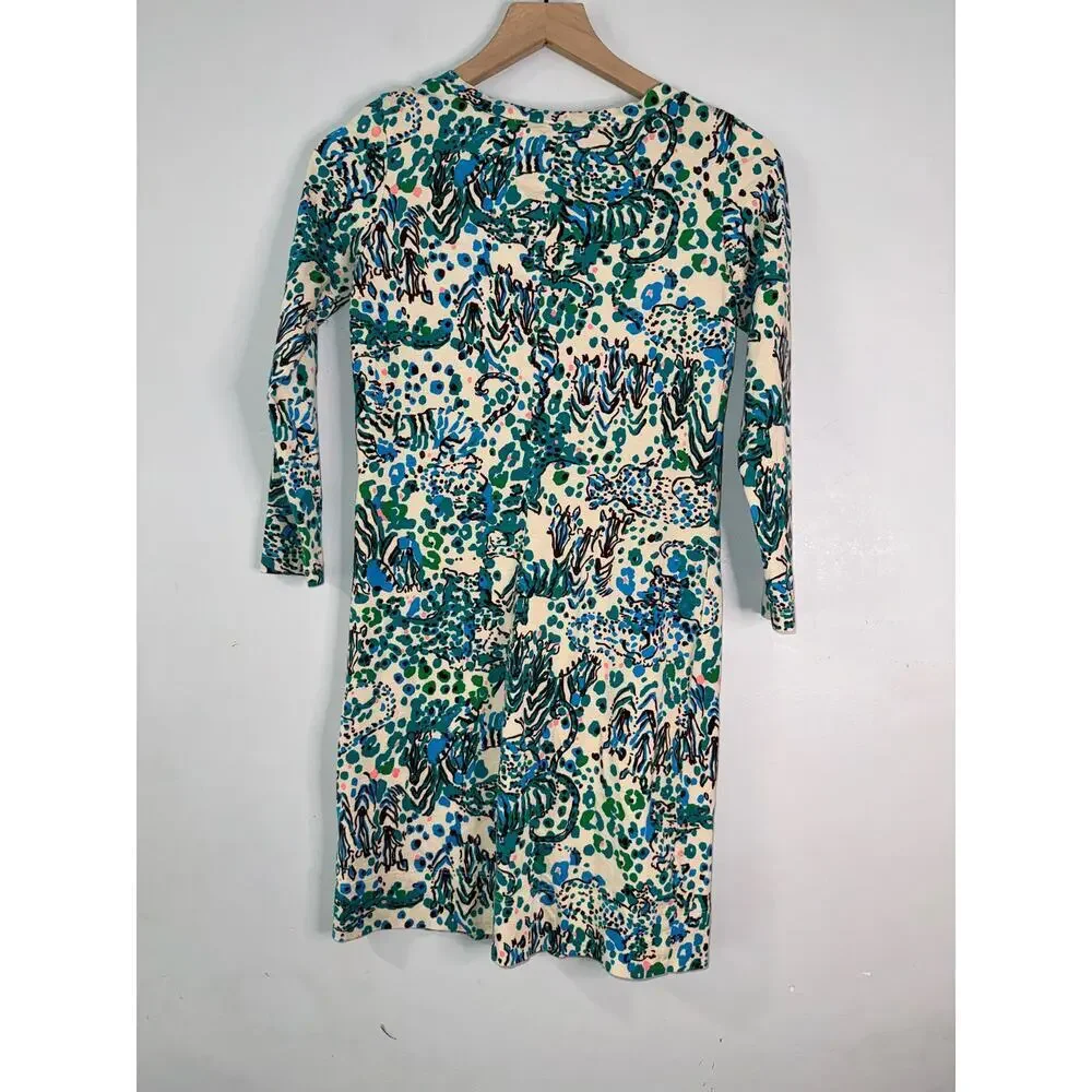 Lilly Pulitzer Corine Sea Oat Printed Long Sleeve Mini Dress xxs - Picture 2 of 6